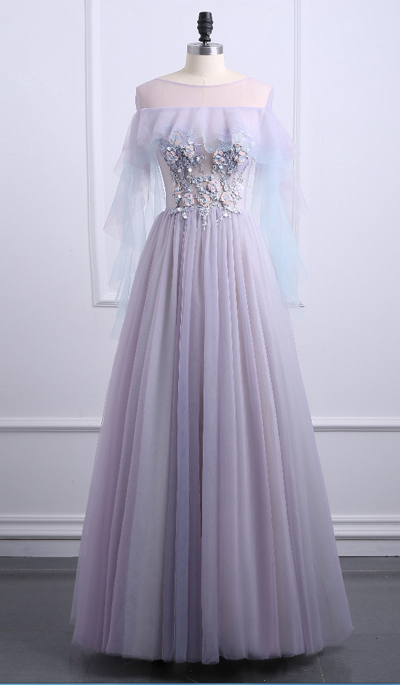 According To The Vintage Bal Long Purple Gauze Edge 3d Flower Of Space Layer Formal Evening Dress Is Personalized Party Dress