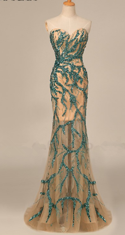 green emerald velvet dress Metallic Strapless Long Prom Dress