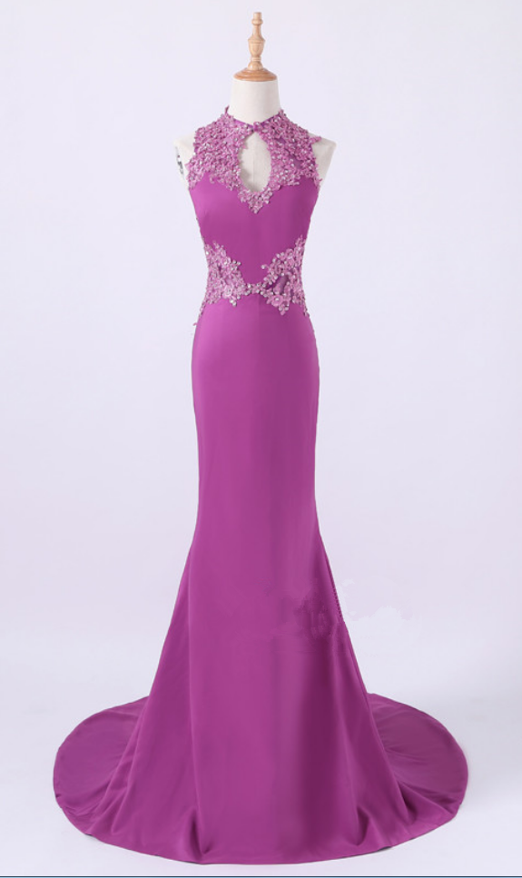 Pearl Mermaid Lace Evening Dress Size More Long-term Purple Formal Tone Of Sexy Bank Homemade Party Dress