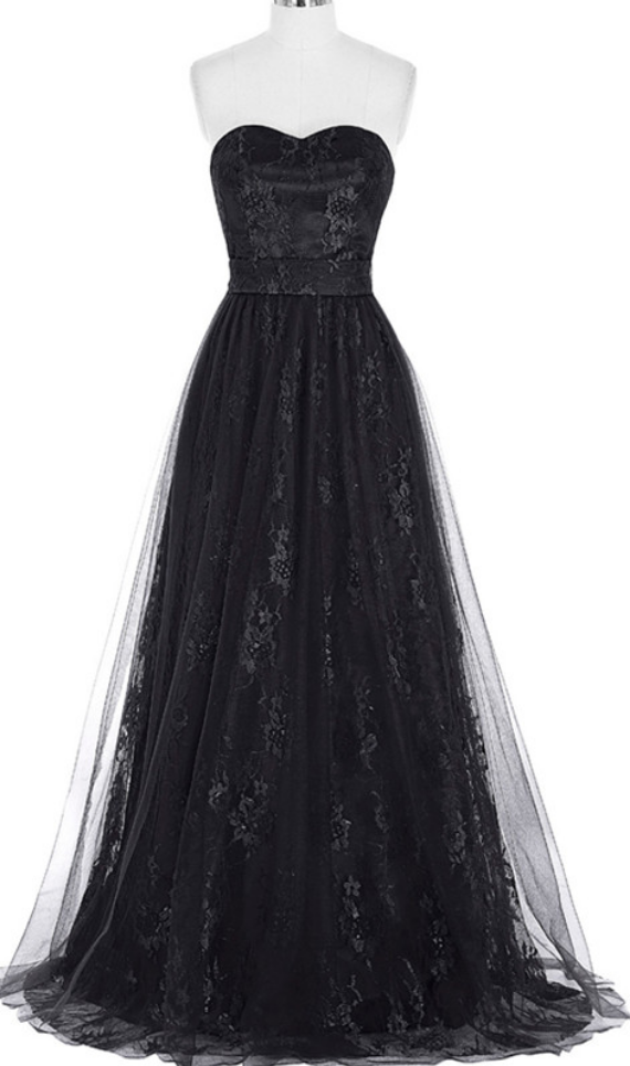 Sweetheart Lace A-line Long Prom Dress, Evening Dress, Formal Dress