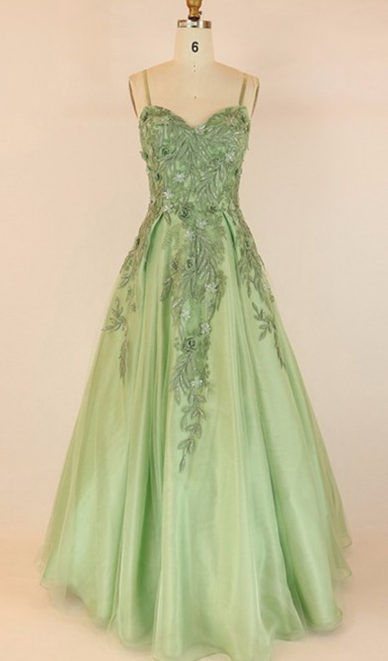 A Line Prom Dress,sexy Spaghetti Straps Prom Dresses,tulle Homecoming Dress,appliques Evening Dress