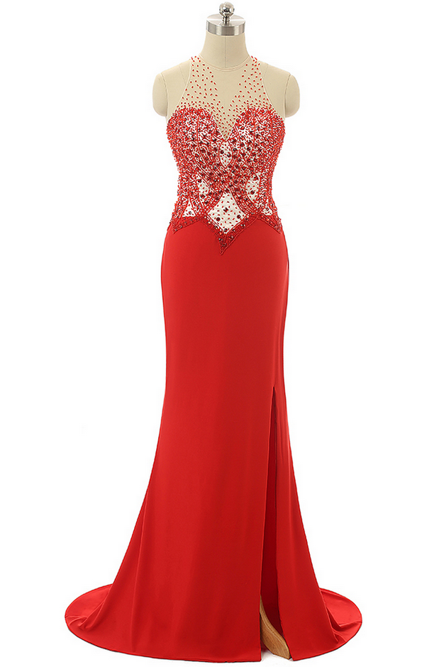 Red Prom Dresses,beading Prom Dresses,mermaid Evening Dresses ,formal Party Gowns,