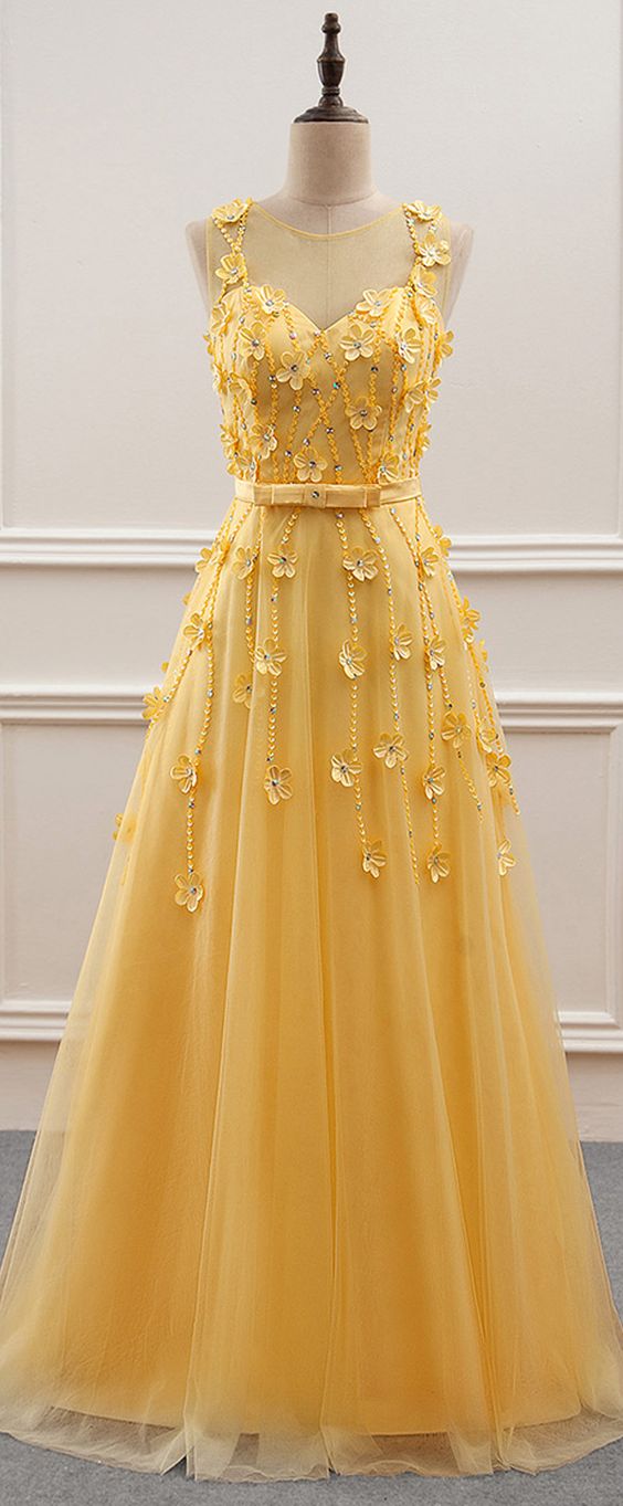 dark yellow prom dresses