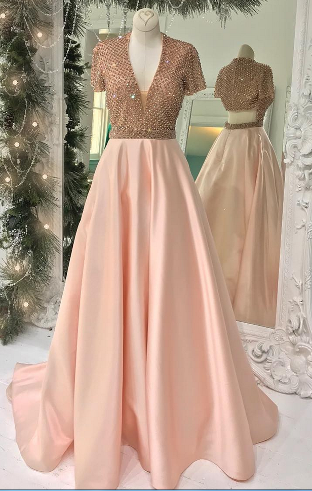 Sparkly Sequins Pink Long Prom Dress Evening Dress,