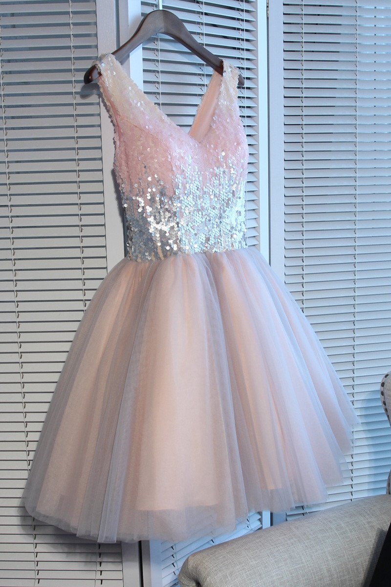 Homecoming Dress,sexy Homecoming Dresses,a-line Homecoming Dress,short Prom Dress,pink Party Dresses,tulle Homecoming Dress,sequined Prom