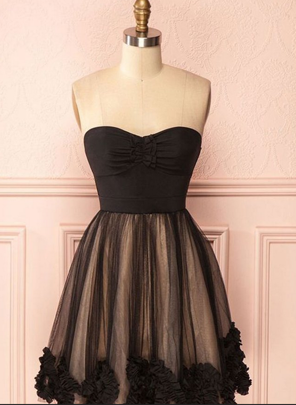 Little Black Sweetheart Sleeveless Velvet Homecoming Dresses With Pleated