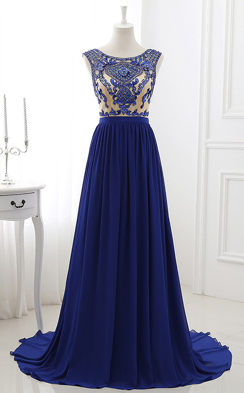 Royal Blue A-line Prom Dress,long Prom Dresses,prom Dresses,evening Dress, Evening Dresses,prom Gowns, Formal Women Dress