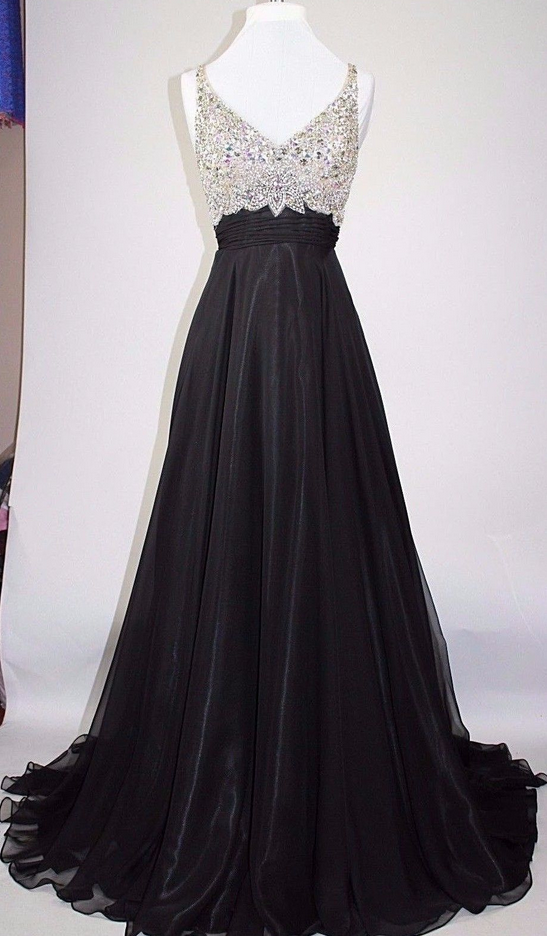 Black Prom Dresses Long Elegant Backless Beaded Evening Gowns - Formal Dresses, Party Dress