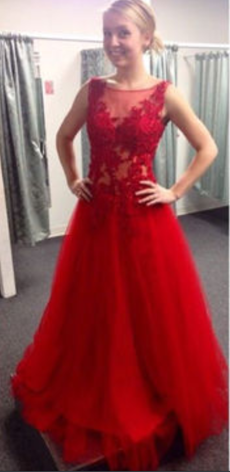 A Line Tulle Prom Dress with Appliques LBQ1032