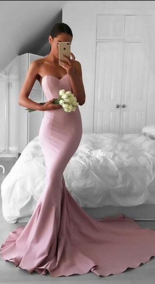 Glamorous Pink Prom Dress, Prom Dress, Mermaid Prom Dress, Sweetheart Sweep Train Prom Dresses