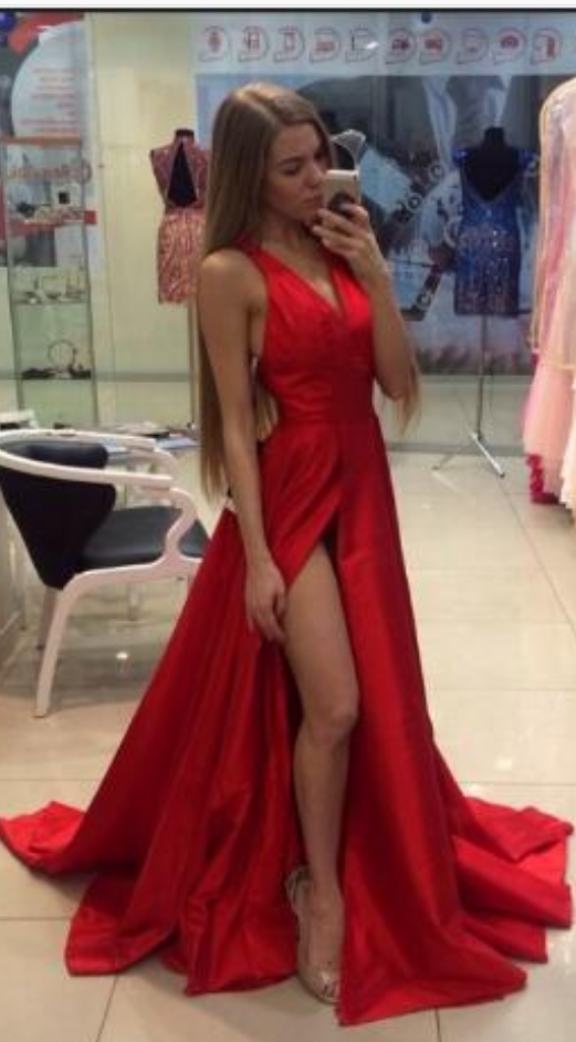 Simple Red Prom Dresses,long Prom Dresses For Teens,chiffon Prom Dress, Prom Dresses,sexy Prom Dresses