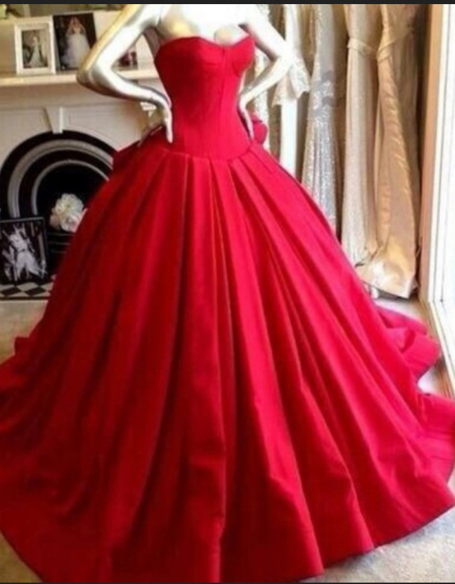 Satin Prom Dresses,princess Prom Dress,ball Gown Prom Gown,red Prom Gown,elegant Evening Dress,modest Evening Gowns,ruffled Party Gowns