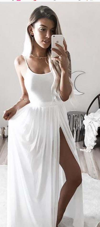 Simple White Long Prom Dress,white Evening Dress