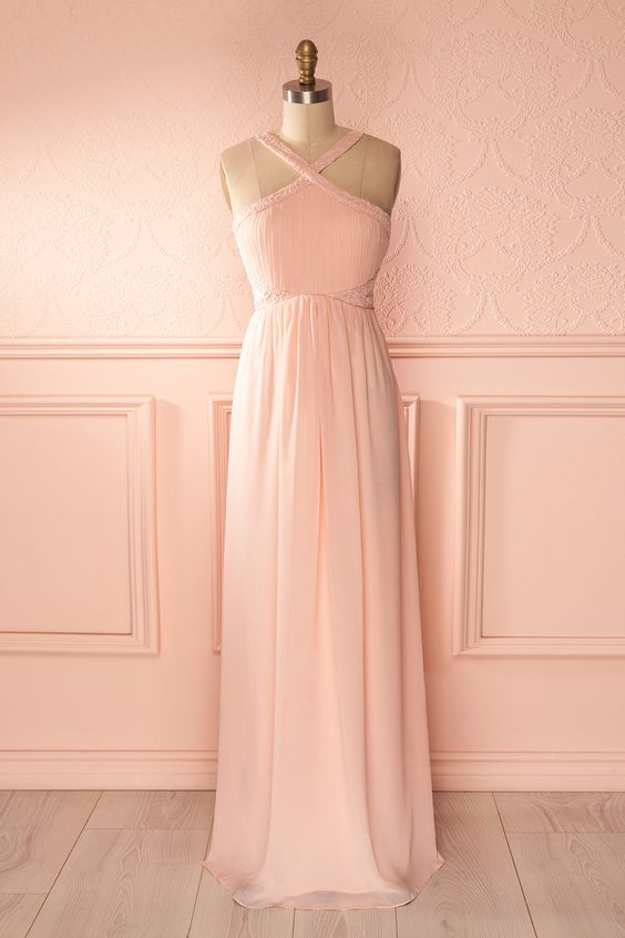 Blush Pink Prom Dresses,a-line Prom Dress,simple Prom Dress,chiffon Prom Dress,simple Evening Gowns, Party Dress