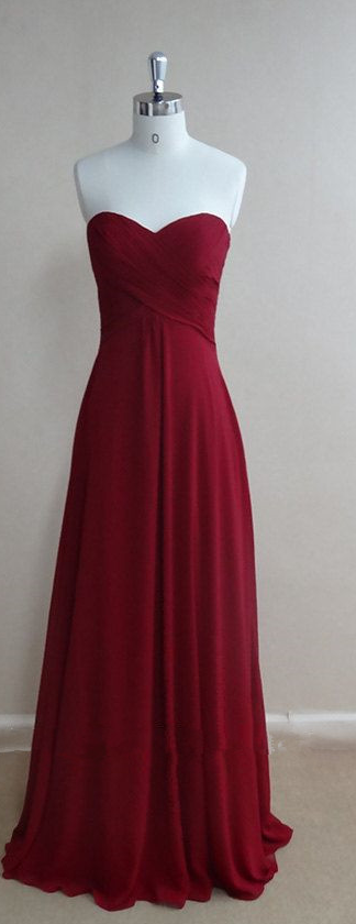 Burgundy Chiffon Prom Dresses,a-line Prom Dress,evening Dress