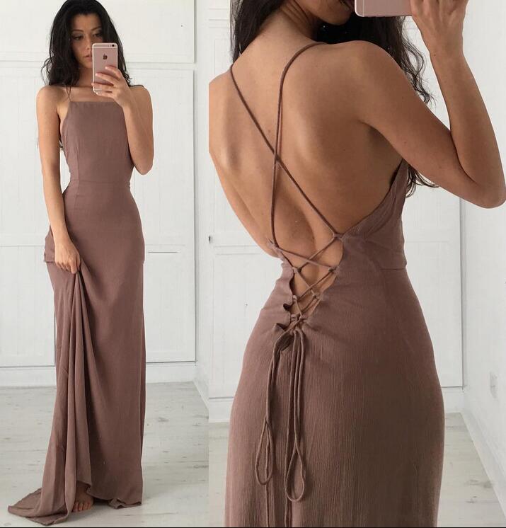 Floor Length Backless Prom Dress ,sexy Prom/evening Dress,featuring Sexy Cross Back And Lace-up Back Detailing