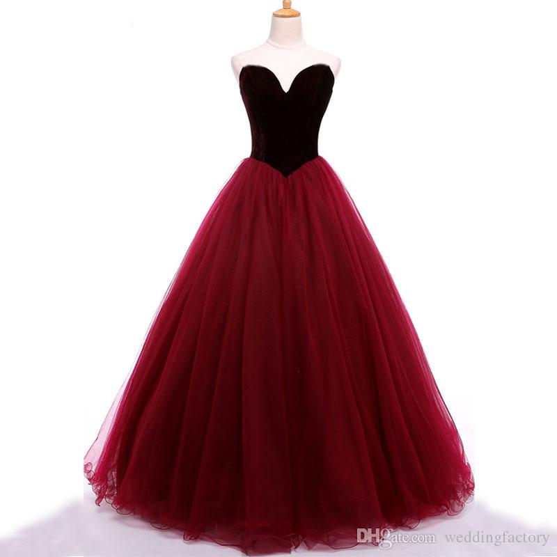 Stunning Prom Dressess Dark Red Burgundy Velvet Prom Dress Sweetheart Sleeveless Zipper Up Tulle Evening Gowns Party Wear