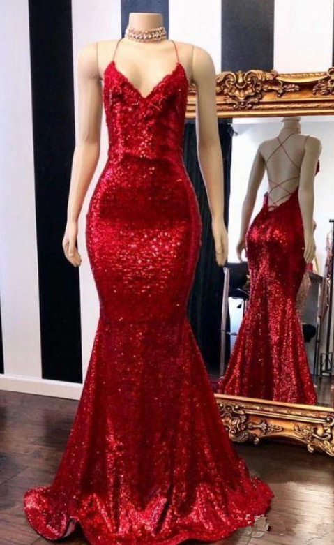 Chic V-neck Prom Dress In Bling Burgundy Red Tulle with Straps - $145.992  #V78017 