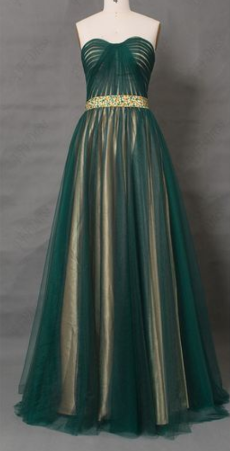 Gorgeous Custom Made Charming Dark Green Evening Dress Beaded Prom Dresses
