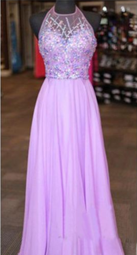 Charming Prom Dress,beading Prom Dress,chiffon Prom Dress,halter Dress,a-line Evening Dress