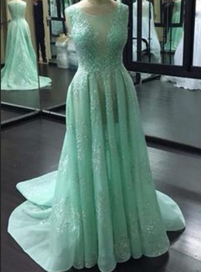 Boat Neck Cap Sleeves Lace Prom Dresses See Through Evening Gowns