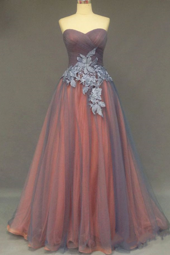 Sweetheart Prom Dress,applique Prom Dress,illusion Prom Dress,fashion Prom Dress,sexy Party Dress, Style Evening Dress