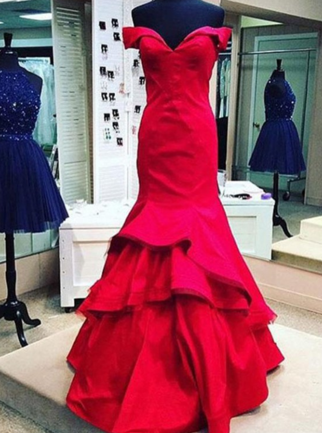 Red Mermaid Prom Dresses, Mermaid Prom Dresses, Evening Dresses Red, Evening Dresses 2018 ,p2129