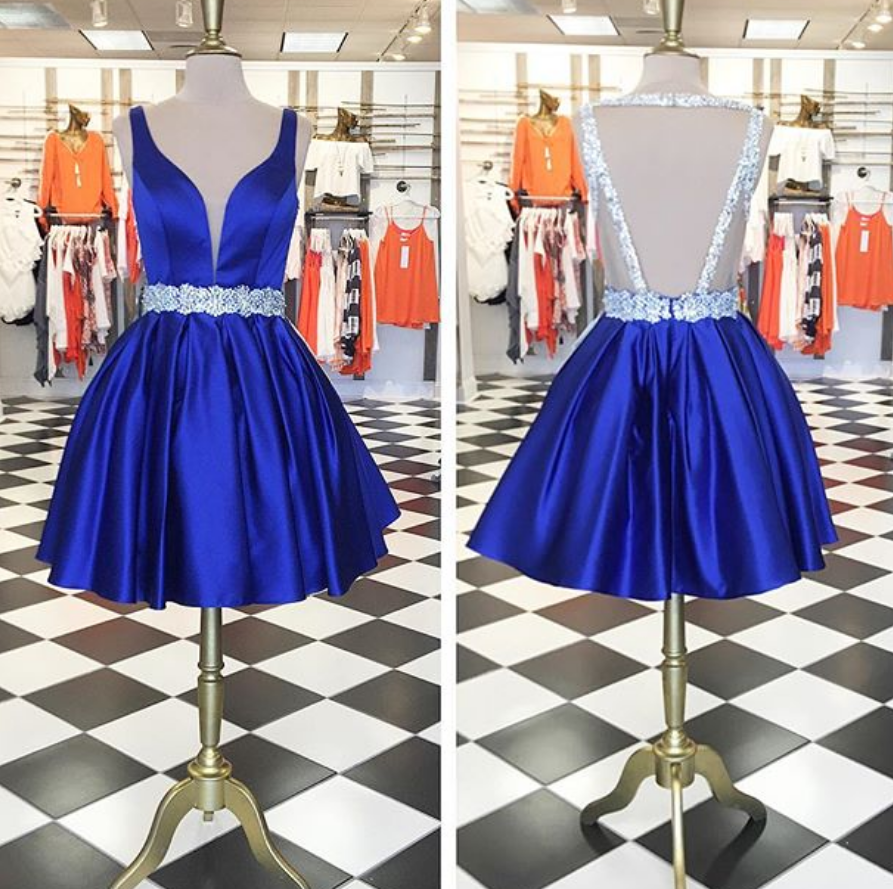 Cute Short Prom Dress Homecoming Dress 2017, Royal Blue Short Prom Dress Homecoming Dress