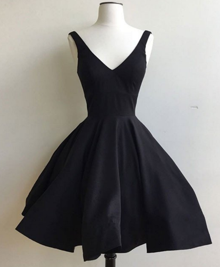Simple A-line Short Black Prom Dress Homecoming Dress, Little Black Dress