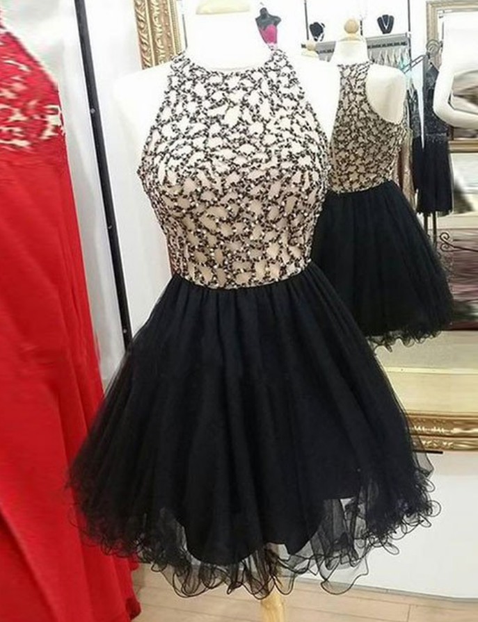Cute A-line Short Black Homecoming Dress Party Dress