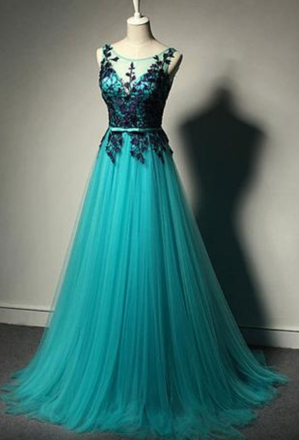 Fashion Prom Dresses,blue Prom Dress,tulle Formal Gown,lace Prom Dresses,black Evening Gowns,tulle Formal Gown