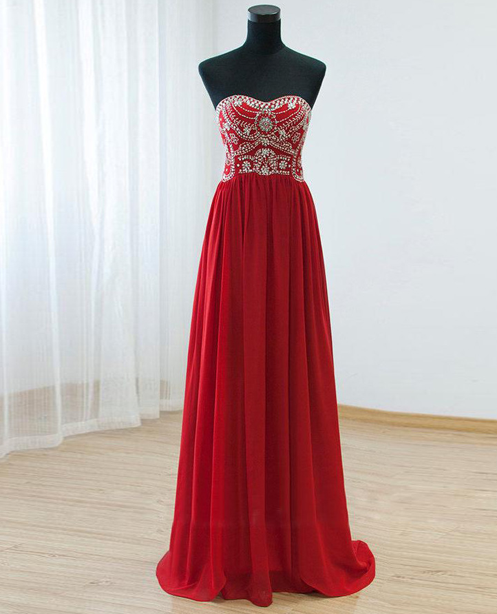 Gorgeous Red Prom Dress, Elegant Prom Dress, Long Prom Dresses, Prom Dress, Chiffon Prom Dresses, Sparkly Prom Gowns, Formal Evening Gowns,