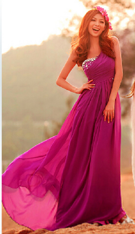 Purple Bridesmaid Dress, One Shoulder Bridesmaid Dress, Bridesmaid Dress, Long Bridesmaid Dress, Chiffon Bridesmaid Dress