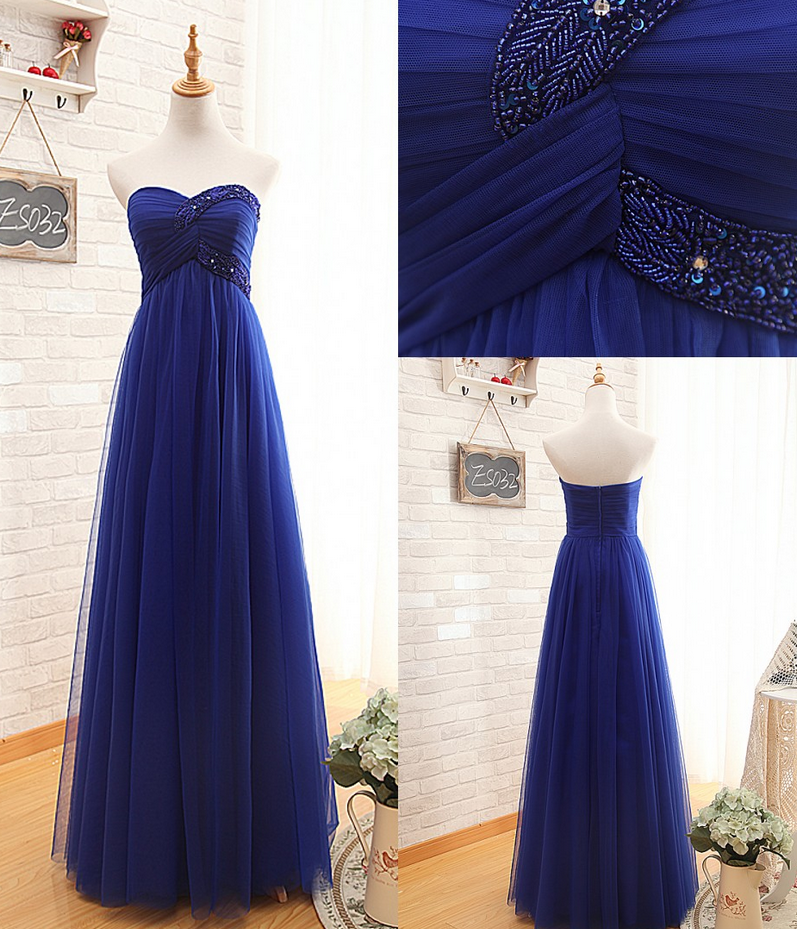 Ready To Ship Sweetheart Royal Blue Tulle Graduation Dress,a-line Royal Blue Prom Dress,blue Tulle Party Dress