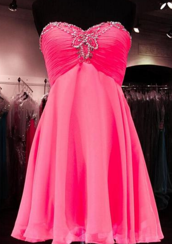 2016 Pink Organza Homecoming Dresses, Sweetheart Prom Dresses, Cute Homecoming Dresses, Sexy Homecoming Dresses, Custom Prom Dresses