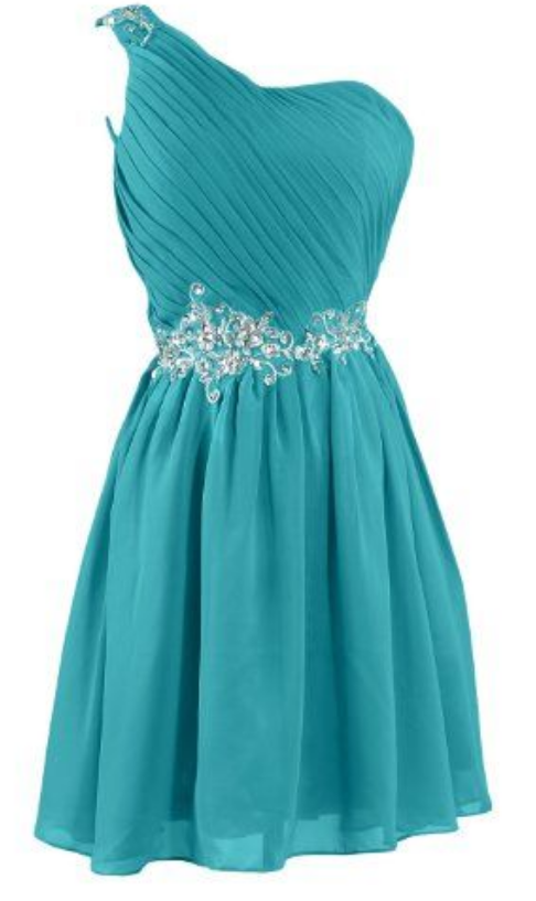 Sunvary Embroidery Waist, One Shoulder, Bridesmaid Dress, Homecoming Dresses For Juniors, Short Prom Dresses