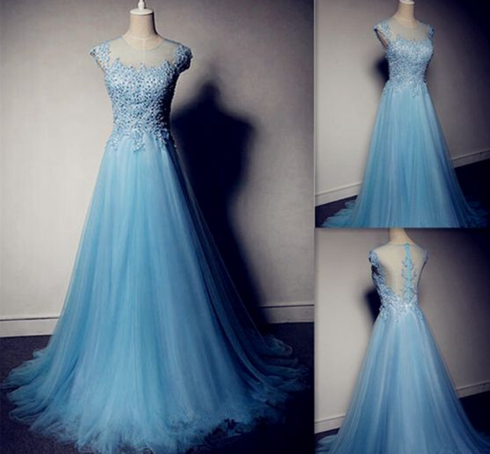 High Quality Prom Dress,tulle Prom Dress,beading Prom Dress,o-neck Prom Dress, Charming Prom Dress