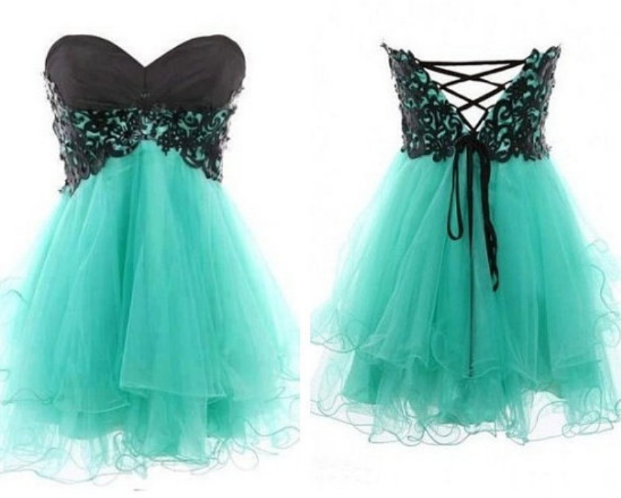 Lace Ball Gown Sweetheart Mini Prom Dress, Short Homecoming Dress, Short Prom Dress, Green Lace Dress, Turquoise Prom Dresses, Turquoise