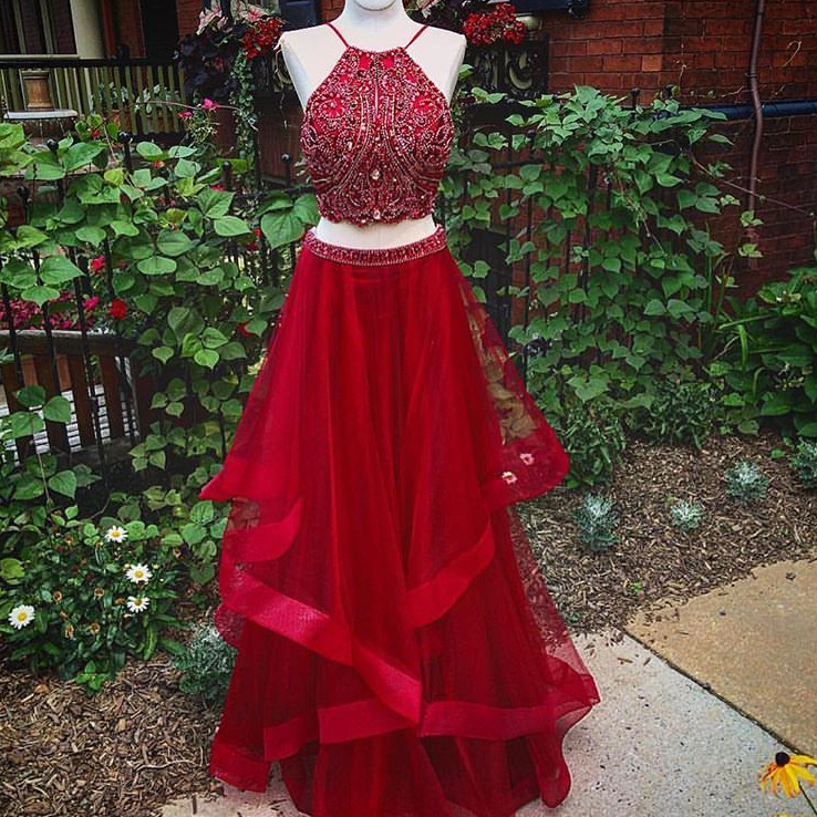Red Prom Dresses,2 Piece Prom Gown,two Piece Prom Dresses,satin Prom Dresses, Style Prom Gown,prom Dress,backless Prom Gowns