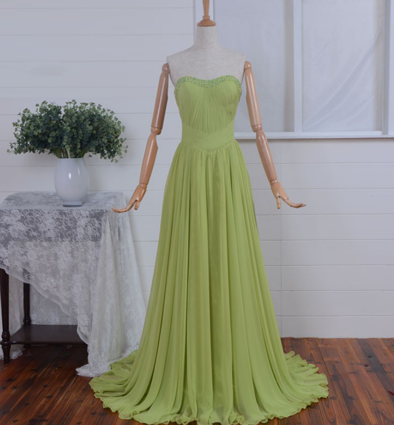 slim fit dress slacks Sage Green Tulle A-line Strapless Sweetheart Neck Prom Dresses With Slit,  MP936 main image 0