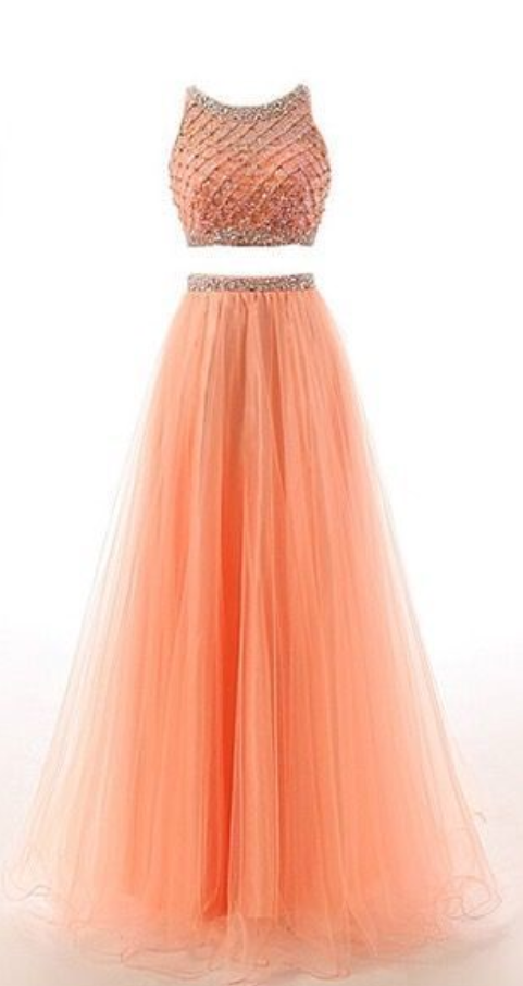 Prom Dress,prom Dress ,two Pieces Prom Dress,long Blush Pink Prom Dresses