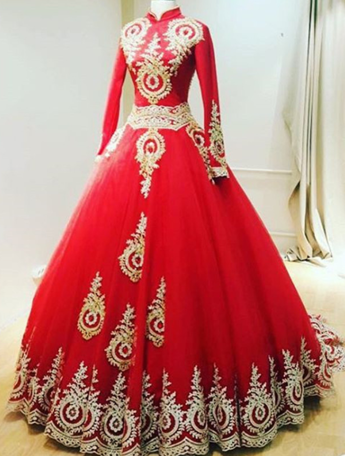 High Neck Wedding Dress,long Sleeves Wedding Gowns,muslim Wedding Dress,arabic Bridal Dress,2017 Vintage Wedding Dress