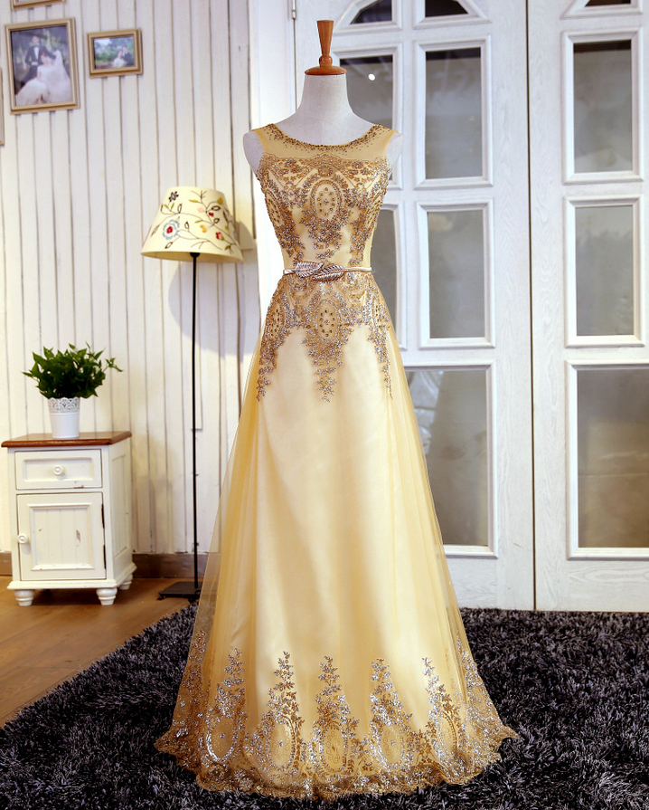 Gold Beading Prom Dress,long Prom Dresses,charming Prom Dresses,evening Dress, Prom Gowns, Formal Women Dress,prom Dress,f281