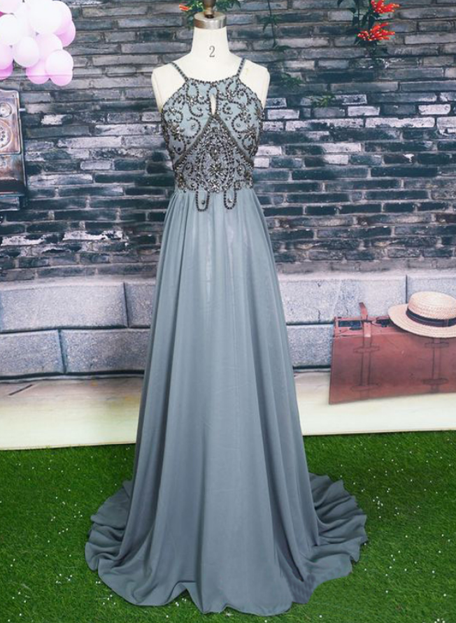 slim fit dress slacks luxury Mermaid Scoop Long Sleeve Beaded Long Prom Dress Gray Evening D –  SELINADRESS main image 0