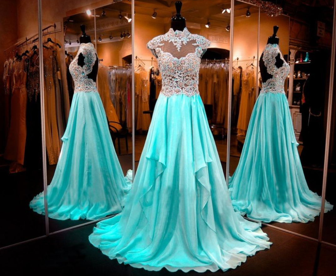 Prom Dress,modest Prom Dress,glamorous Long Lace 2017 Evening Dresses Appliques Blue Prom Dress