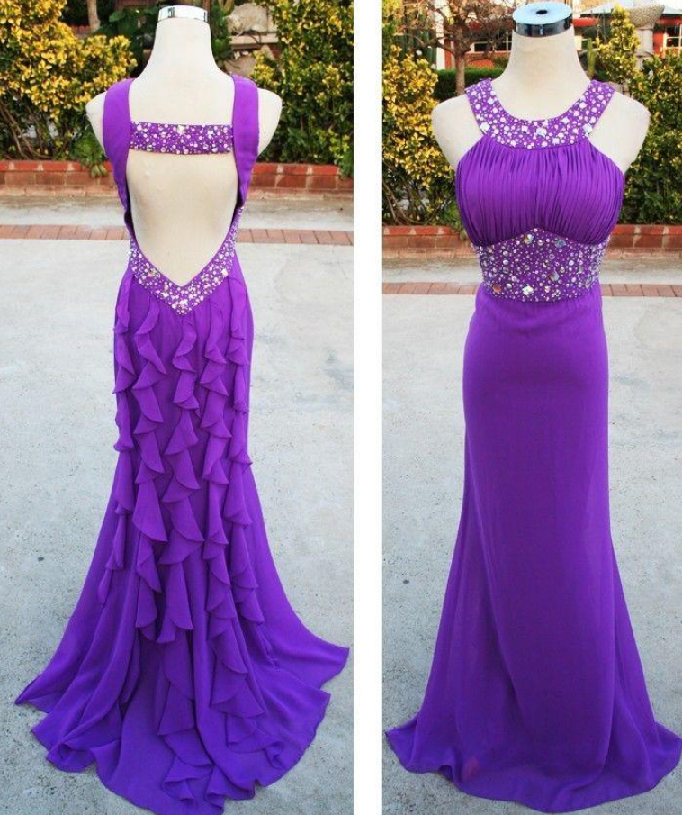 Purple Evening Dress,backless Prom Dress,long Prom Dress,charming Prom Dress
