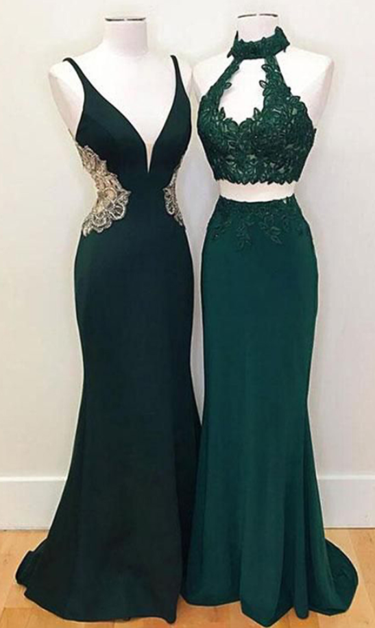 Unique Long Deep Green Custom Made Formal Prom Dress, Mermaid Evening Dress