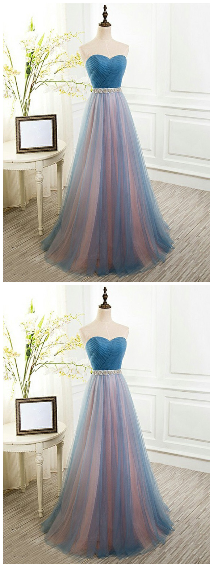 Blue Prom Dresses, Prom Dresses Long, Tulle Prom Dresses,a-line Prom Dresses