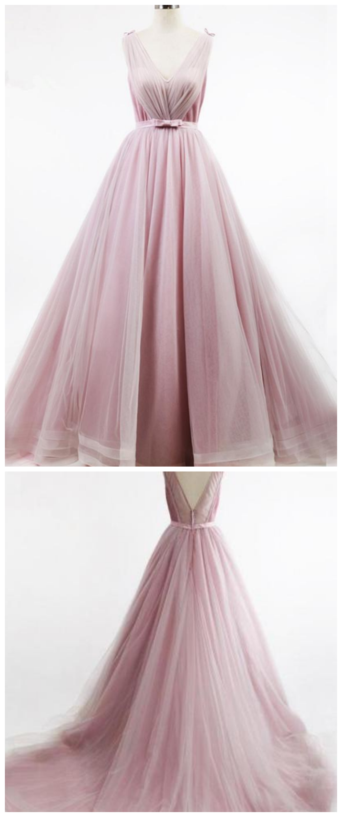 V Neck Prom Dress, Sexy Tulle Prom Dresses, Long Evening Dress, Formal Gowns