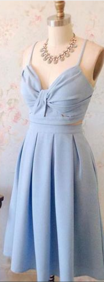 Cute Two Pieces Blue Short Prom Dress, Blue Homecoming Dress